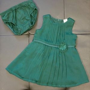 Green infant dress, 3 months
